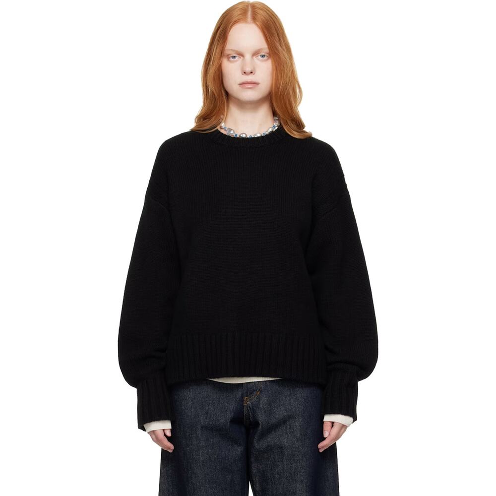 Guest In Residence Crew Neck Cashmere Knit Pullover Sweater Black M